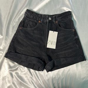 Zara high rise mom fit denim shorts